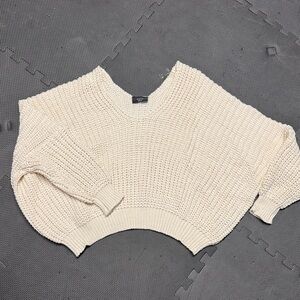 Vici Cream V-Neck Knit Sweater